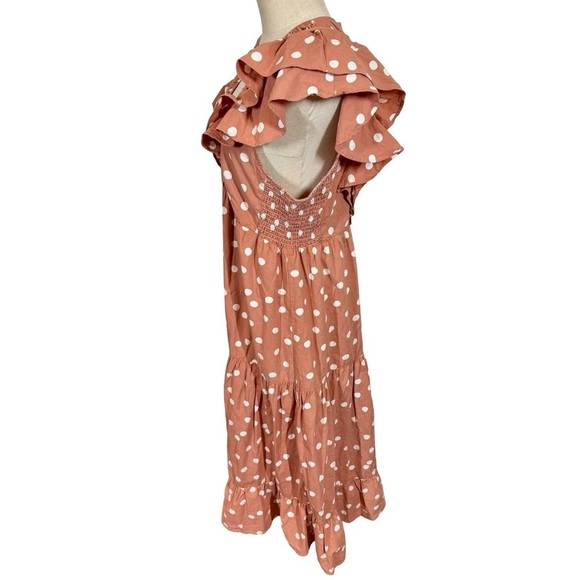 Roller Rabbit Polka Dot Ondine Tiered Ruffle Dress in Clay Color - Picture 8 of 16